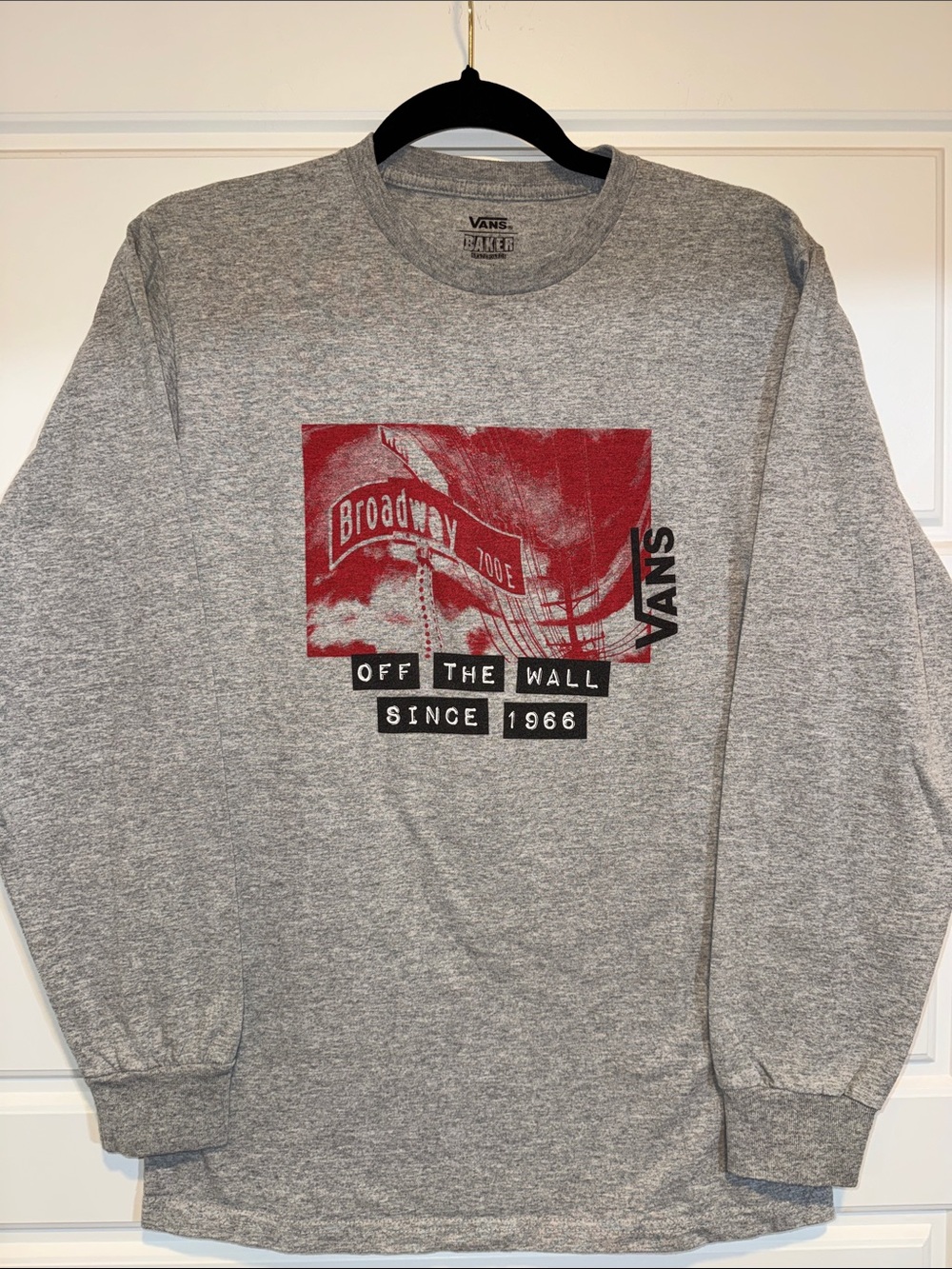Vans Gray Crewneck Sweatshirt with Red Broadway Graphic